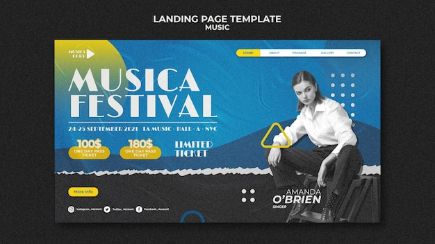 PSD plantilla de página de destino de festival de música