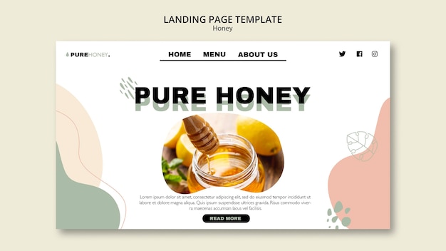 PSD plantilla de página de destino para miel pura