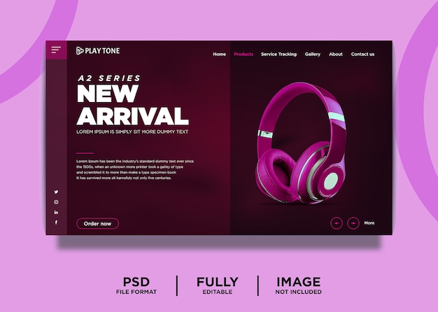 Plantilla de página de destino de producto de marca de auriculares