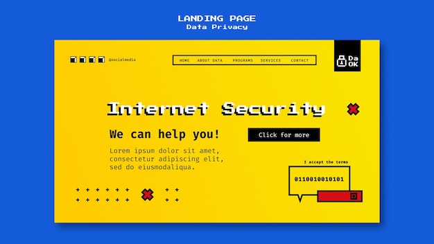 PSD plantilla de página de destino para el servicio de seguridad cibernética