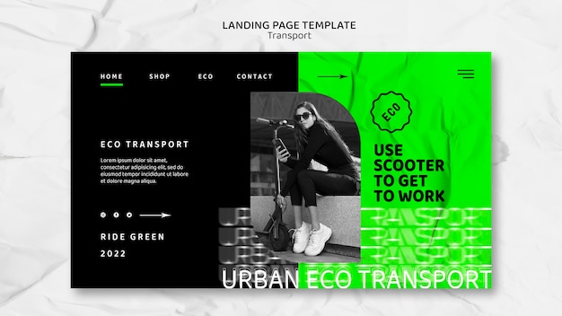 Plantilla de página de destino de transporte ecológico