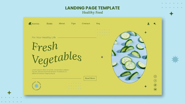 PSD plantilla de página de destino de verduras frescas