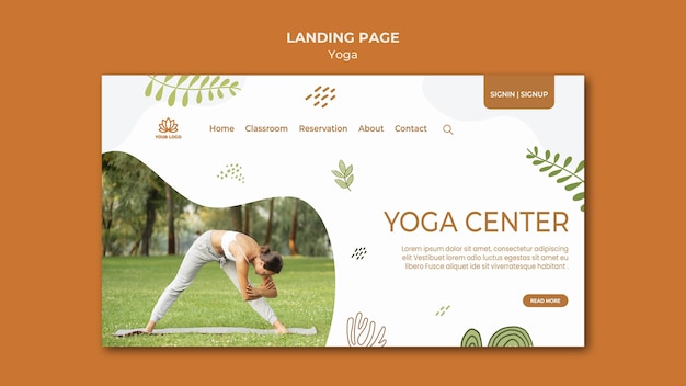 PSD plantilla de página de destino de yoga