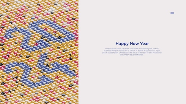 Plantilla de página web de año nuevo 2023 con tipografía 3D