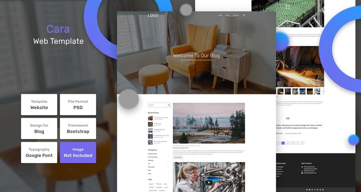 PSD plantilla de página web de blog cara