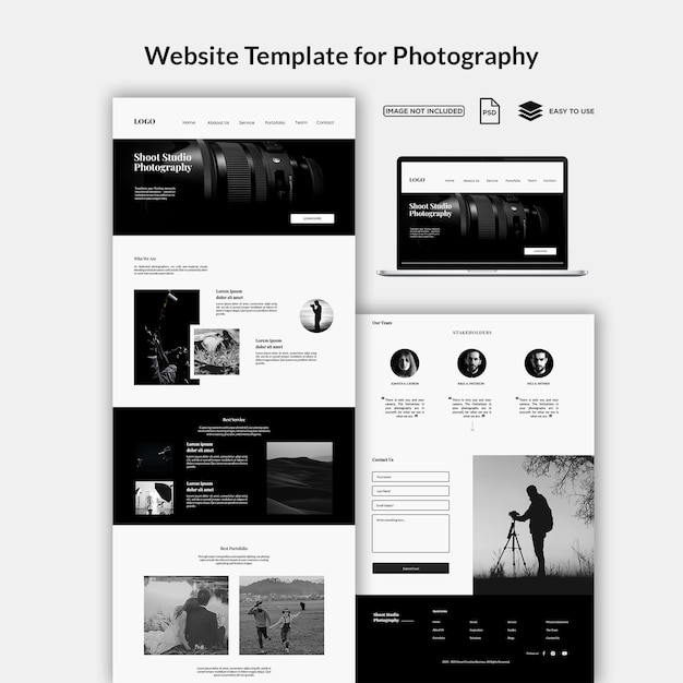 Plantilla de página web de fotografía psd