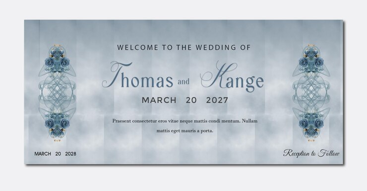 PSD plantilla de pancarta de invitación floral para la boda