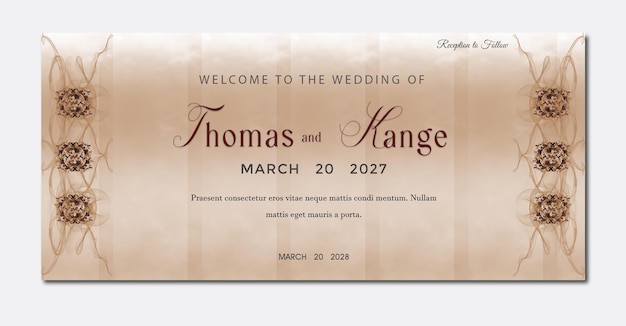 plantilla de pancarta de invitación floral para la boda
