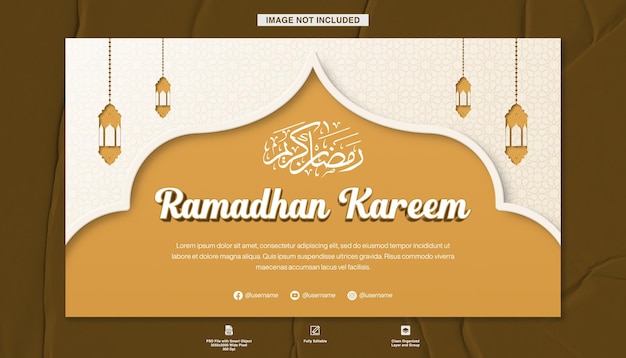 plantilla de pancarta de Ramadán Kareem para la página de aterrizaje con fondo islámico