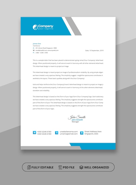 plantilla de papel de carta corporativa limpia y profesional para la comunicación empresarial