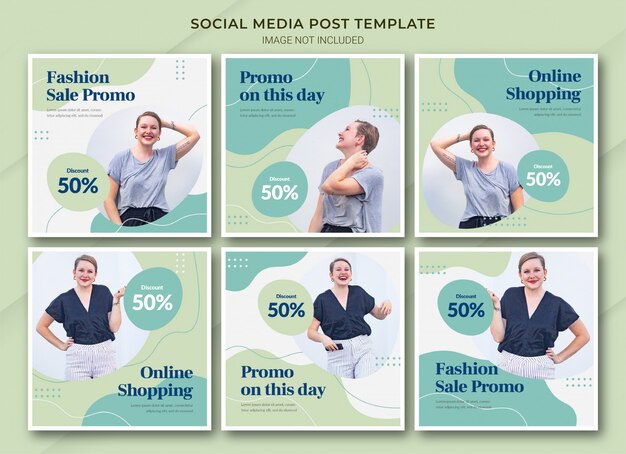 Plantilla de paquete de publicación de instagram de compras en línea de moda