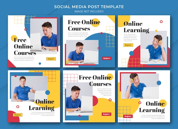 Plantilla de paquete de publicaciones de Instagram de aprendizaje en línea