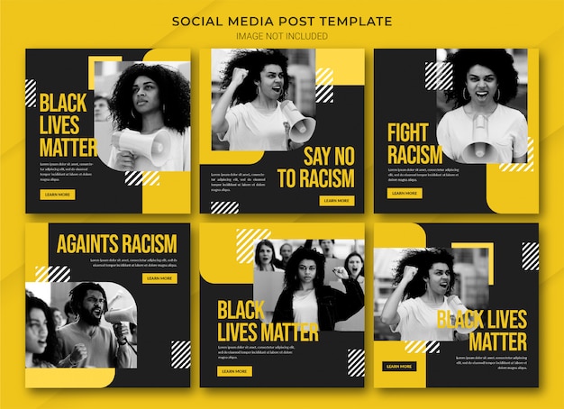 PSD plantilla de paquete de publicaciones de instagram de black lives matter