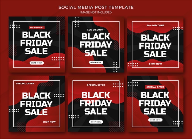 La plantilla de paquete de publicaciones de instagram de la campaña black friday