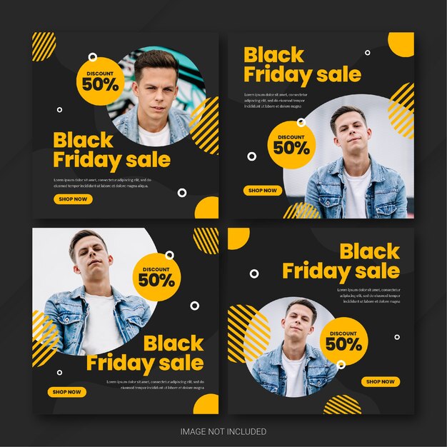 PSD la plantilla de paquete de publicaciones de instagram de la campaña black friday