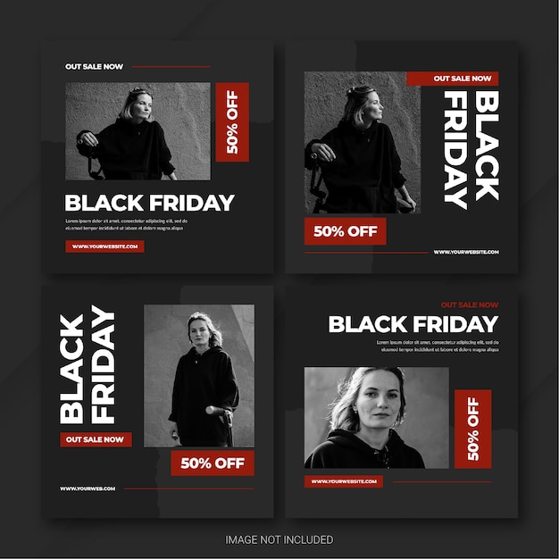 La plantilla de paquete de publicaciones de instagram de la campaña black friday