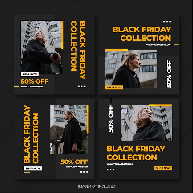 La plantilla de paquete de publicaciones de Instagram de la campaña Black Friday