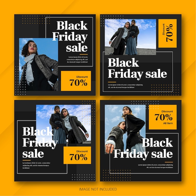 La plantilla de paquete de publicaciones de instagram de la campaña black friday