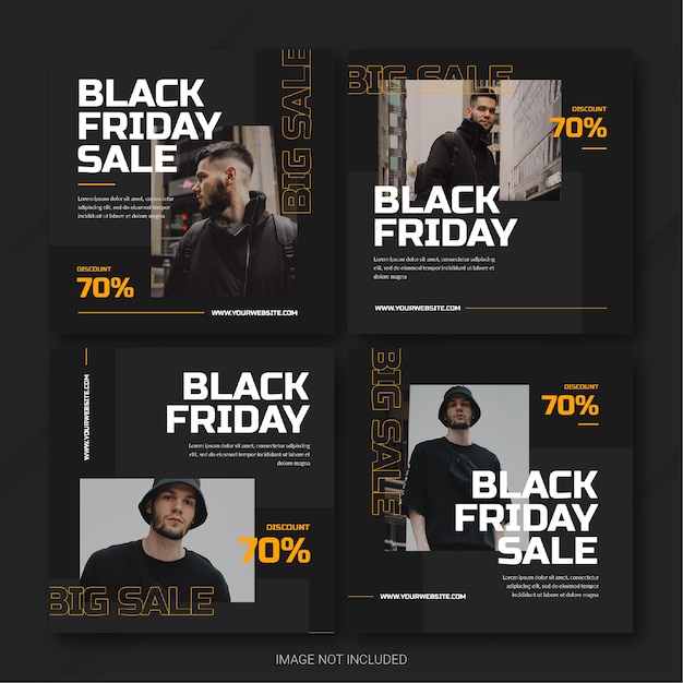 PSD la plantilla de paquete de publicaciones de instagram de la campaña black friday