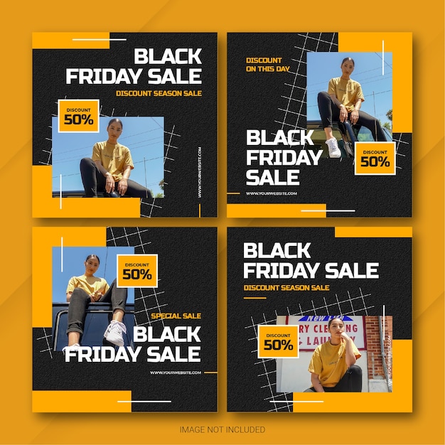 PSD la plantilla de paquete de publicaciones de instagram de la campaña black friday