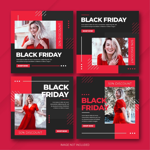 PSD la plantilla de paquete de publicaciones de instagram de la campaña black friday