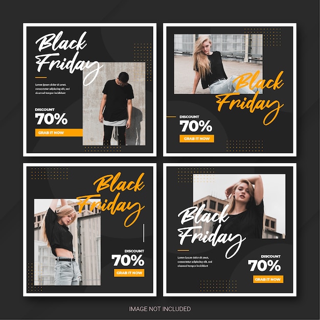 La plantilla de paquete de publicaciones de Instagram de la campaña Black Friday