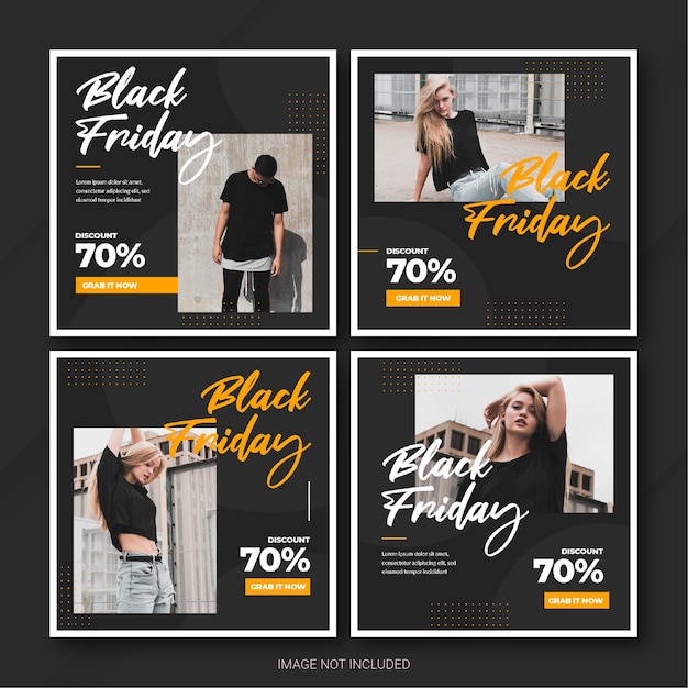 La plantilla de paquete de publicaciones de instagram de la campaña black friday