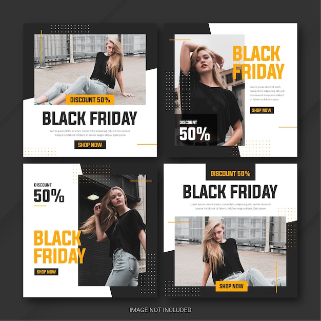 La plantilla de paquete de publicaciones de Instagram de la campaña Black Friday