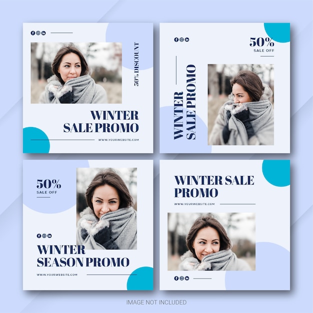 Plantilla de paquete de publicaciones de instagram de venta de invierno de moda