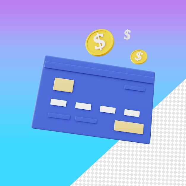 Plantilla de paquete de signo de dólar de moneda de tarjeta de crédito de renderizado 3D para elementos de diseño y redes sociales web UI UX