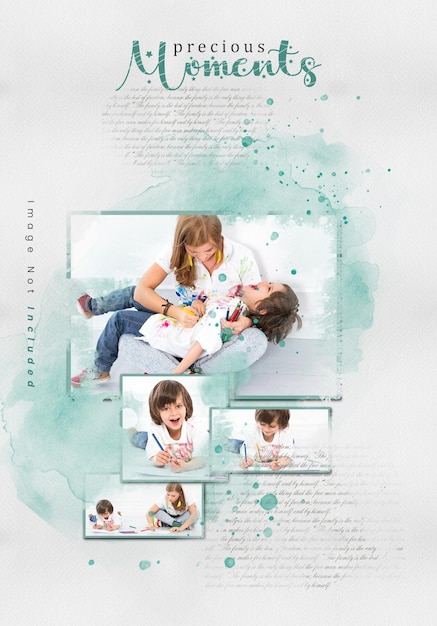 Plantilla de Photoshop con efecto fotográfico de pintura de acuarela