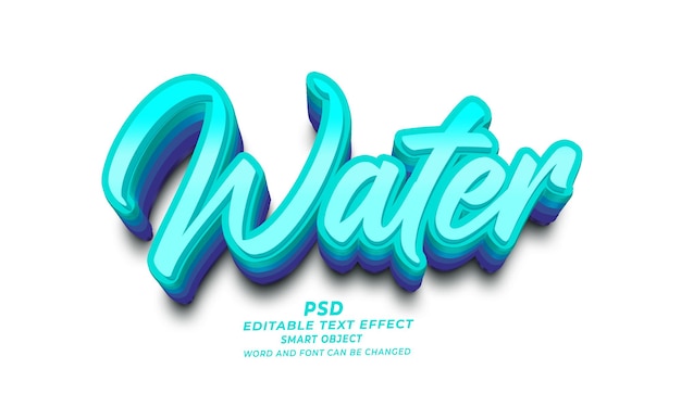 Plantilla de Photoshop de efecto de texto editable 3d de agua limpia