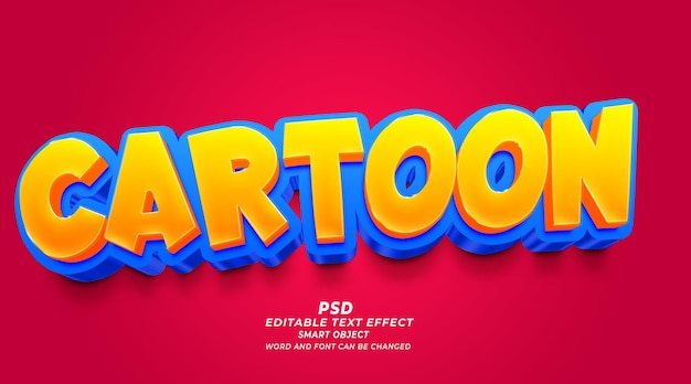 PSD plantilla de photoshop de efecto de texto editable 3d de dibujos animados