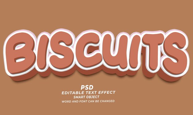 Plantilla de Photoshop de efecto de texto editable 3d de galletas