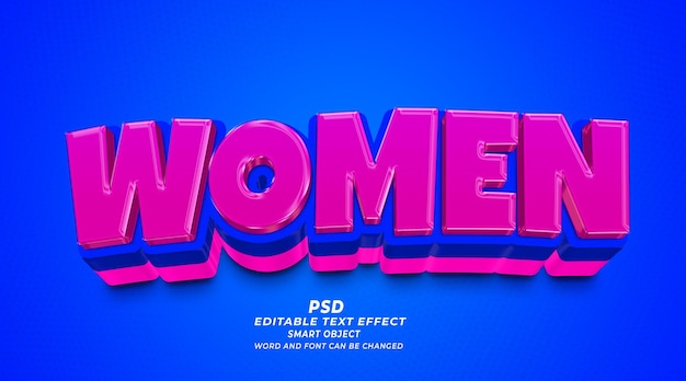 Plantilla de photoshop de efecto de texto editable 3d de mujer
