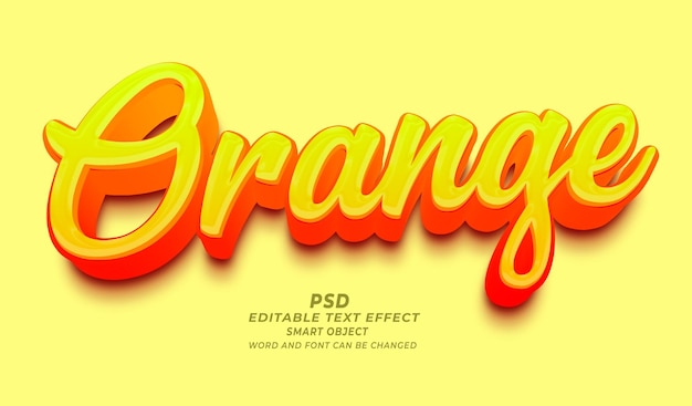plantilla de Photoshop de efecto de texto editable en 3D naranja
