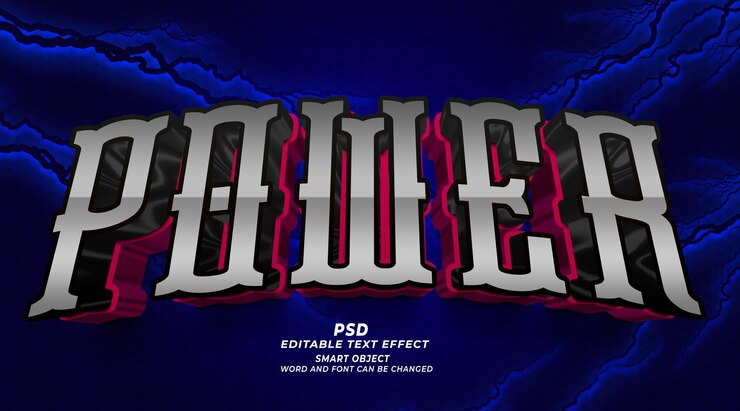 PSD plantilla de photoshop de efecto de texto editable 3d power psd con fondo