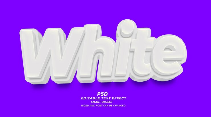 PSD plantilla de photoshop de efecto de texto editable 3d psd blanco