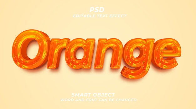 Plantilla de photoshop de efecto de texto editable 3d psd naranja