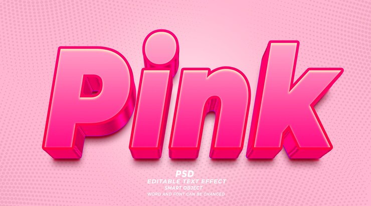 PSD plantilla de photoshop de efecto de texto editable 3d rosa con fondo