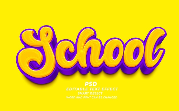 plantilla de Photoshop de efecto de texto editable para la escuela PSD