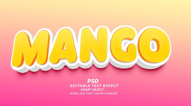 plantilla de Photoshop de efecto de texto editable de Mango PSD