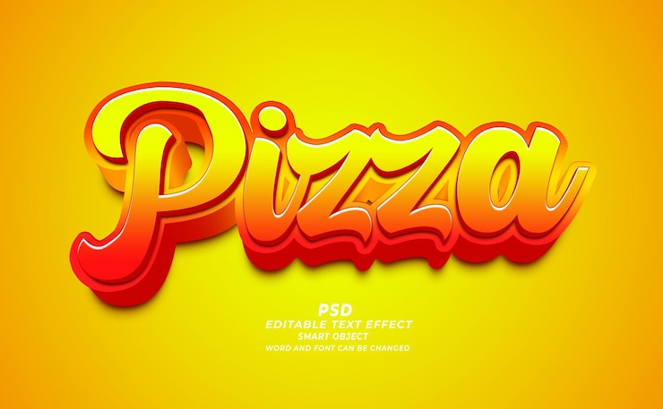 PSD plantilla de photoshop de efecto de texto editable para pizza en psd