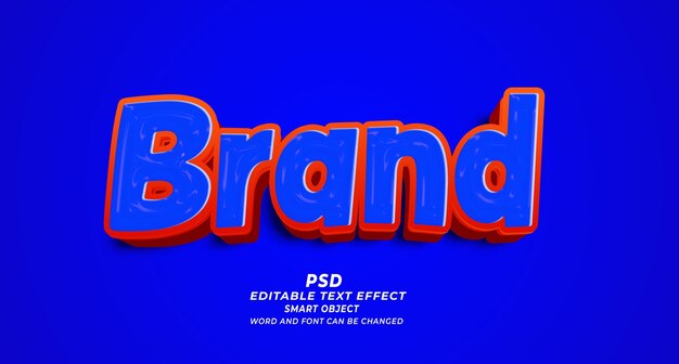 Plantilla de Photoshop de efecto de texto editable para PSD 3D de marca