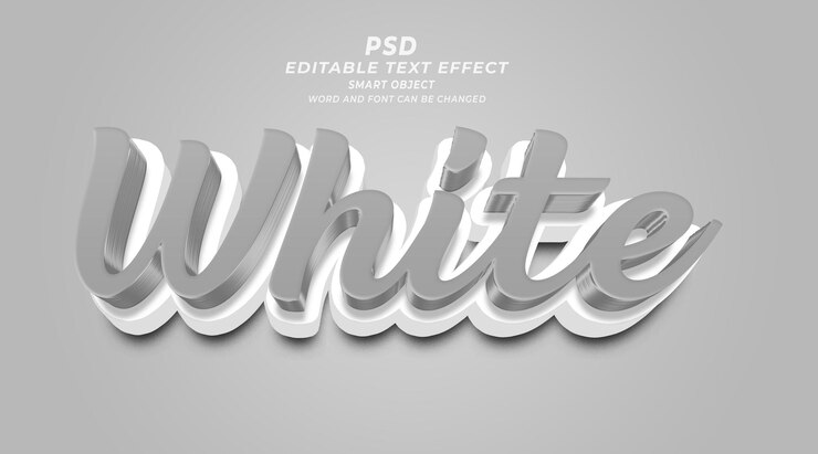 PSD plantilla de photoshop de efecto de texto editable psd blanco 3d con fondo lindo