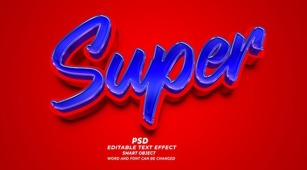 Plantilla de photoshop de efecto de texto editable super 3d