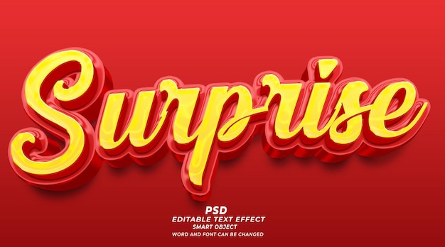 Plantilla de photoshop de efecto de texto PSD editable sorpresa 3d