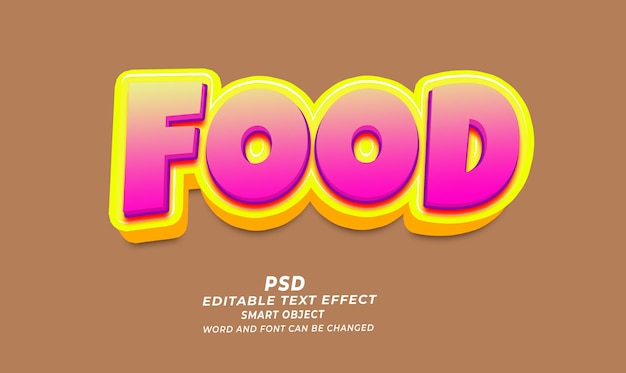 PSD plantilla de photoshop de efectos de texto editable para alimentos en 3d