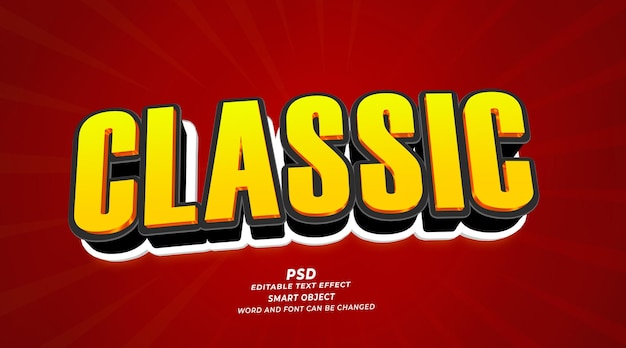 Plantilla de Photoshop de efectos de texto editables en 3D clásico de PSD