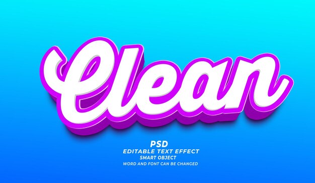 Plantilla de Photoshop de efectos de texto editables en 3D limpio para PSD
